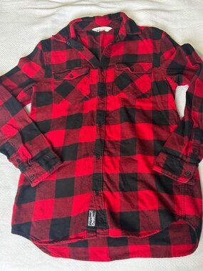 H&M Red & Black Plaid Flannel Shirt Youth Size 14Y